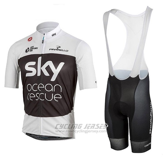 2018 Cycling Jersey Sky White Black Short Sleeve and Overalls